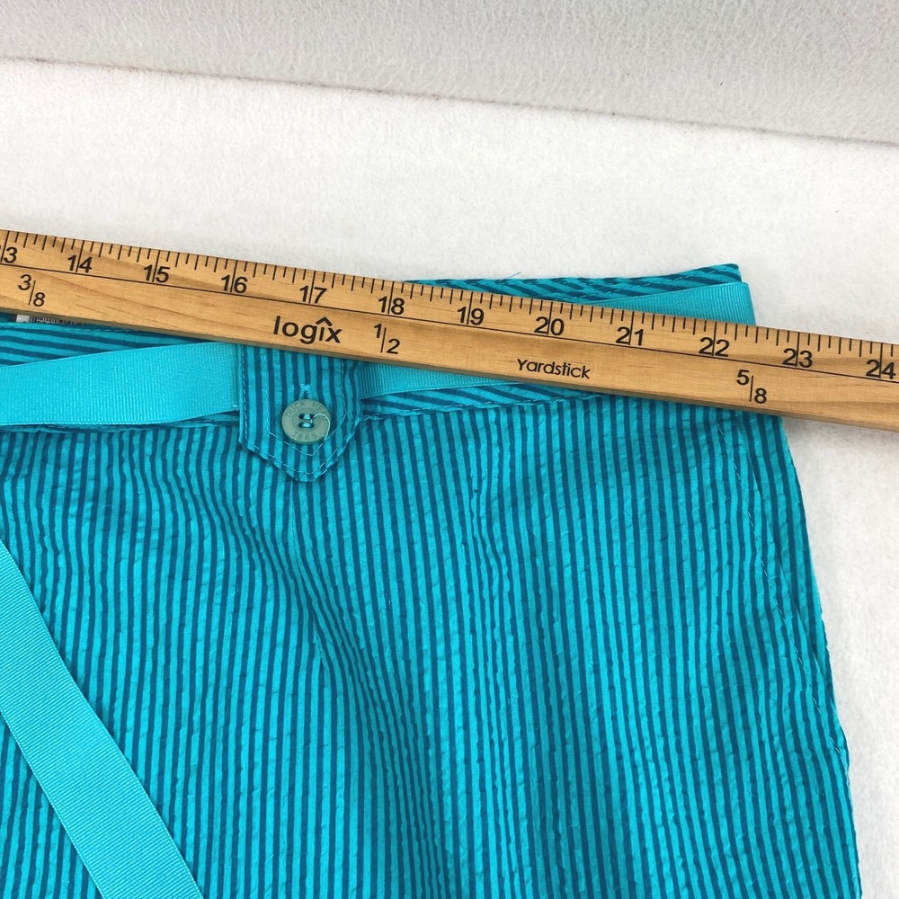 Duck Head Teal Blue Seersucker Striped Capri Pants‎ Plus Size 24W Coastal Summer - Picture 6 of 10